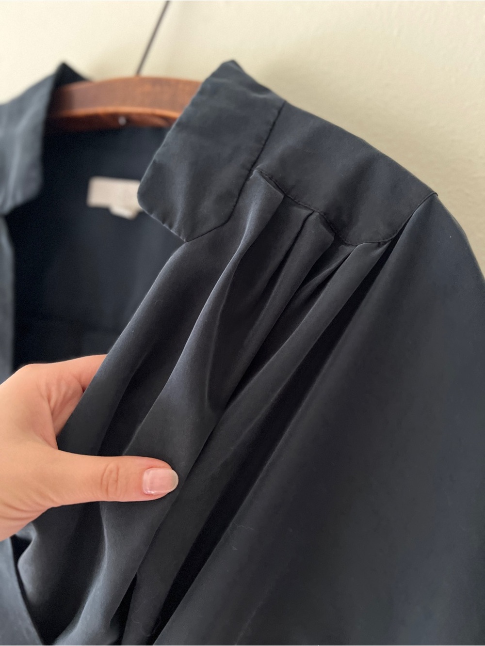 Buttery Soft Pleated Deep Muted Blue Wrap Dress with Tie Waist - Picture 11 of 15